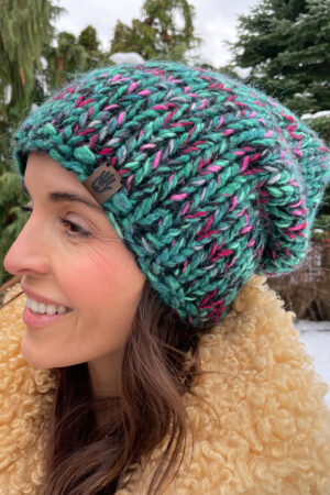 Czapka Zieleń z Różem